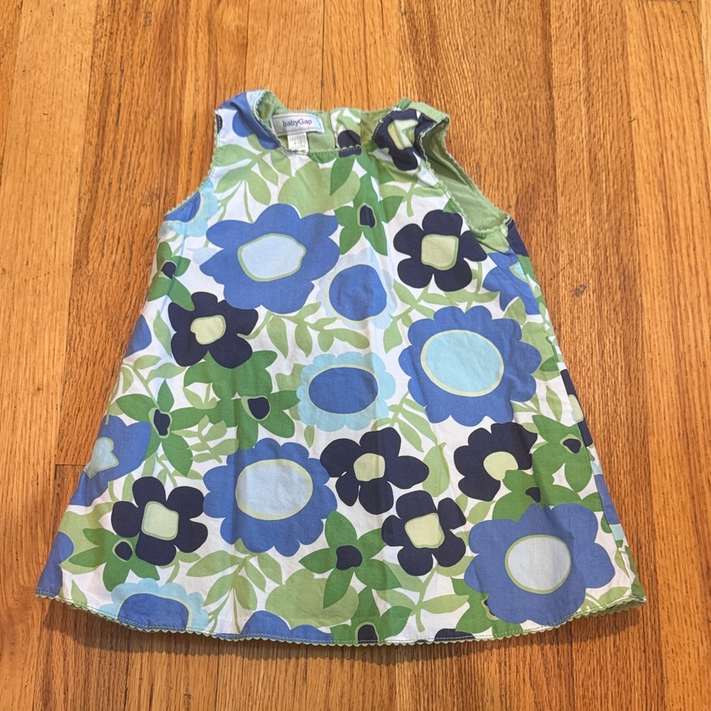 BabyGap Blue and Green Floral Dress Size 6-12 Months